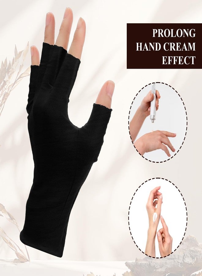 Wanmu 7 Pairs Cotton Gloves, Black Breathable Moisturizing Night Glove for Dry Hands & Overnight Care, Fingerless Design Touchscreen-Friendly Gloves for Women & Men - Image 4